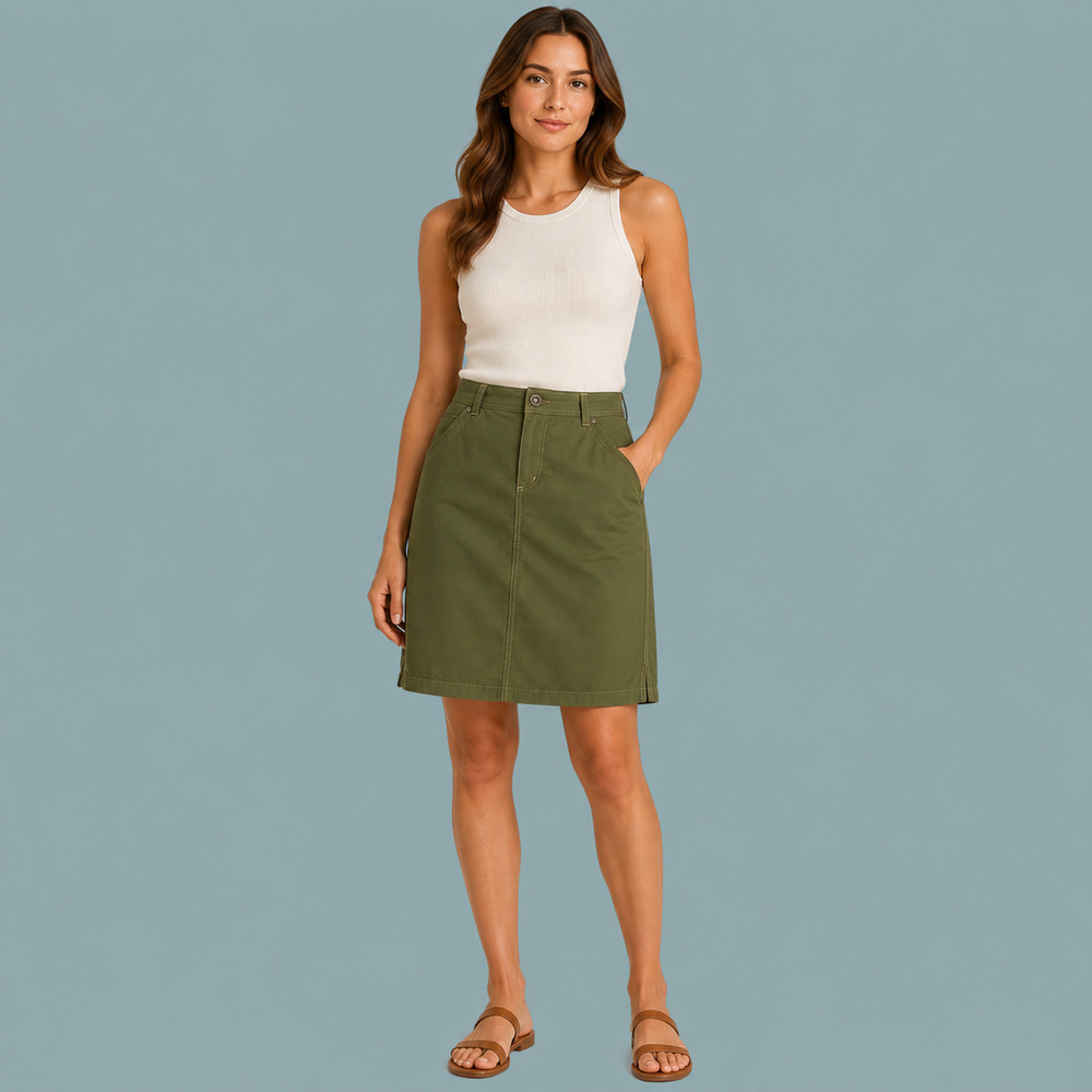 Kuhl Size 12 Olive Green Solid Utility Outdoor Nylon Cotton Blend Skirt